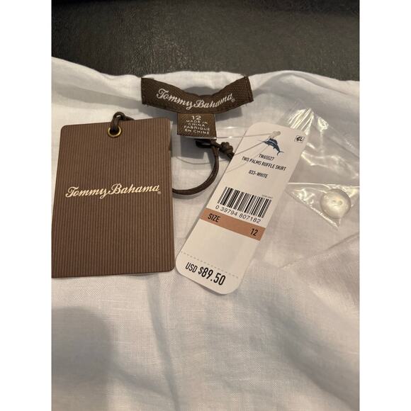 NWT Tommy Bahama Two Palms Ruffle Skirt White 100% Linen, Lined Size 12 - Picture 4 of 5